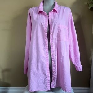 EUC women’s Old Navy Boyfriend Fit cotton shirt, bubblegum pink. Size 2X.